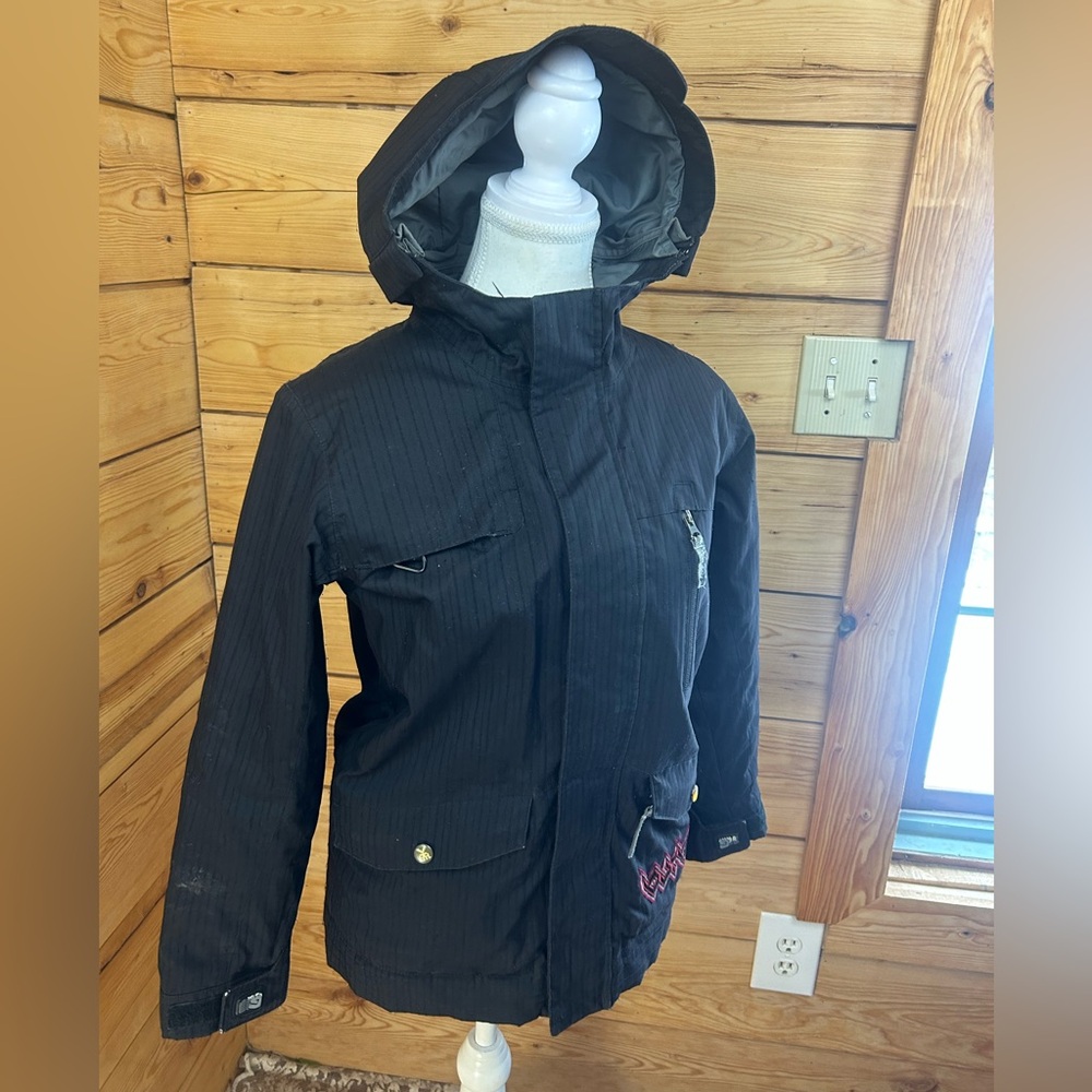 Burton Kids Boys Apollo Jkt Black‎ Red Hooded Coat Winter Jacket 19” P2P - Picture 3 of 14